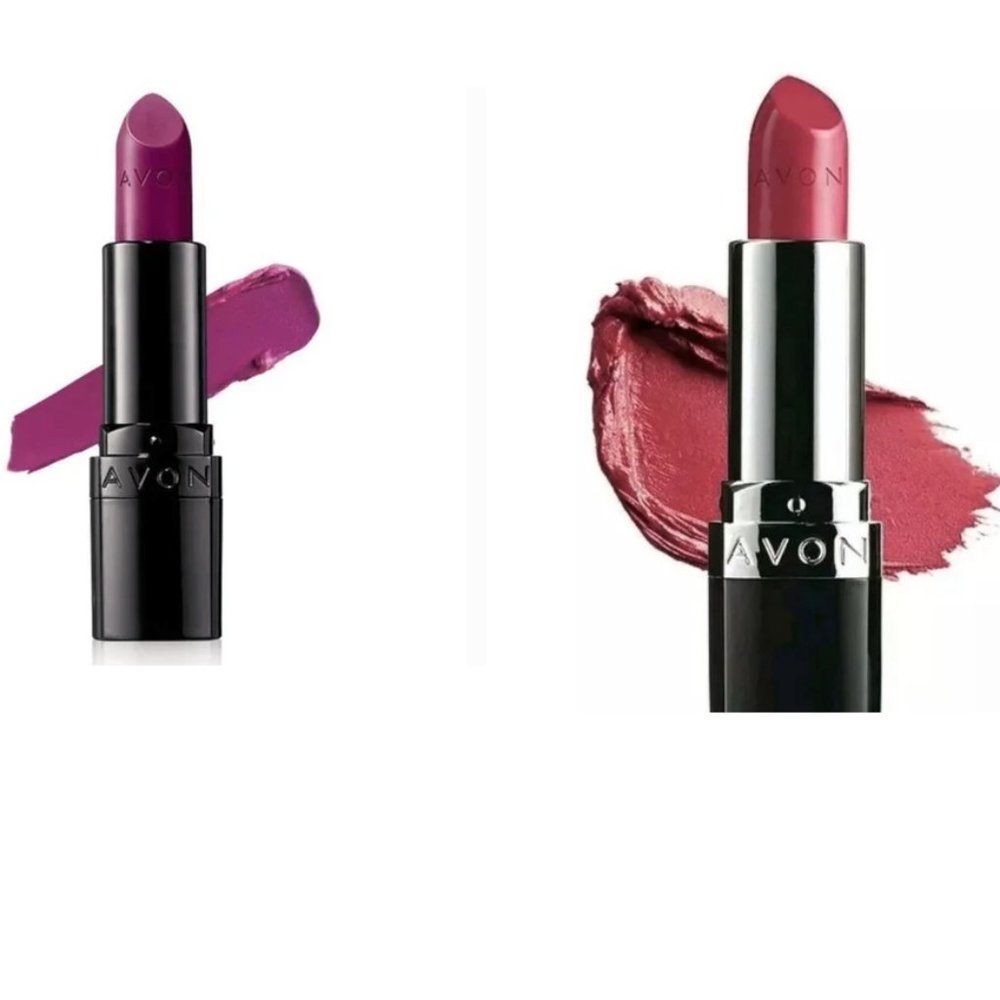 2X Avon True Color Nourishing Lipstick Berry Sangria & Perfectly Matte Hot Plum